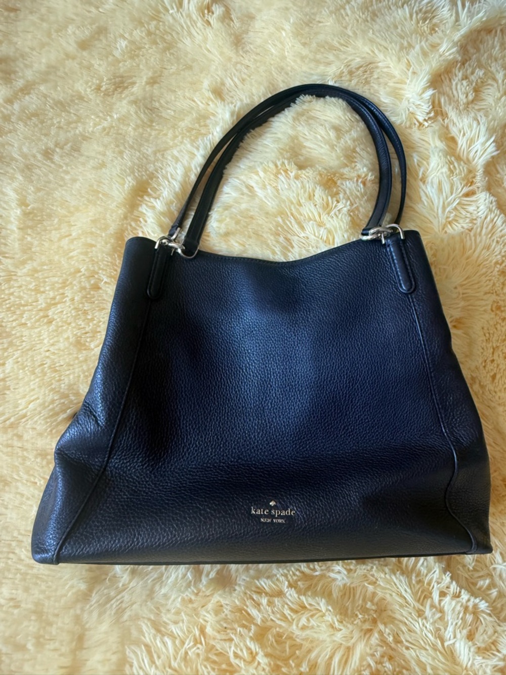 kate spade black pebbled leather shoulder tote